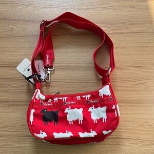 LeSportsac x Warm and Wonderful Red and black Sheep Pattern Bag - new with tags